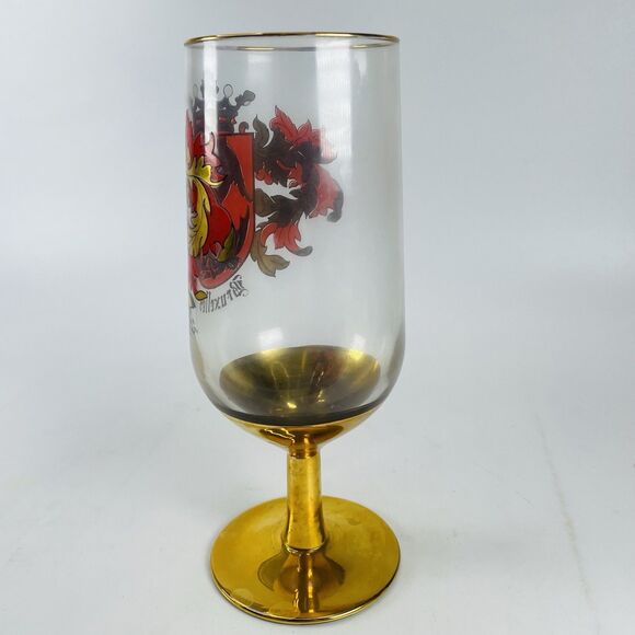 VTG Bruxelles Brussels Belgium Gold Rim Beer Glass 7" Coat of Arms Souvenir - Picture 3 of 8